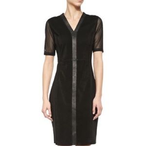 Elie Tahari Eleanor Leather Scuba Mesh Dress - sz 2